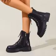 Retro Literary Style Women'S Casual Lace-Up Ankle Boots, Winter Niche Design Sense Outdoor Versatile Short Boots, Unique Design And Soft Tones Full of Literary Film Texture., Women Shoes - Image 2