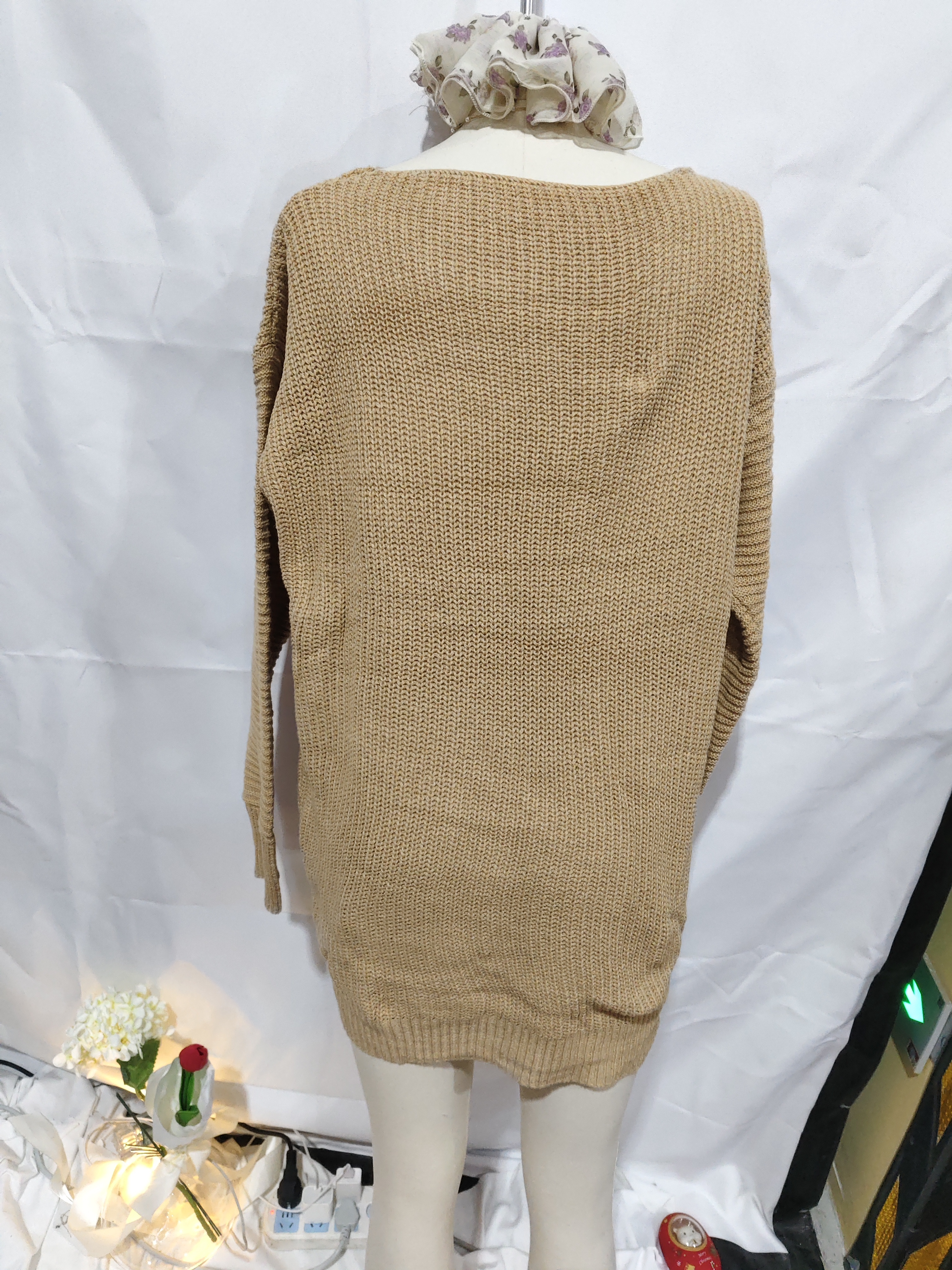 OrangeA Women Off Shoulder Knitted Sweater Dress Autumn Winter Loose Long Sleeve Solid Ladies Tunic Elegant Streetwear Dresses - Image 5