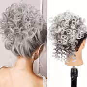 A Short Curly Messy Bun Hairpiece Hair Circle Suitable for All Hairstyles, Synthetic Hairstyle Ponytail Bun, with Drawstring, Suitable for Various Occasions, Elastic Ponytail Hair Additions, Easy to Wear for Halloween - Image 9