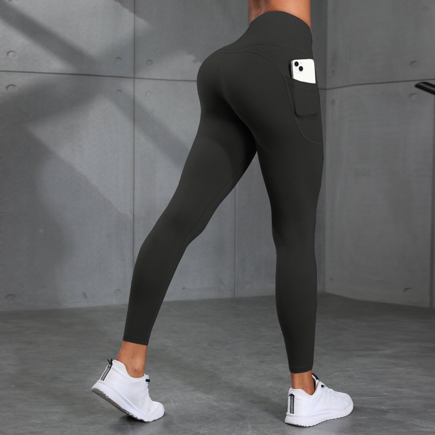 Solid-color Side-pocket Running And Yoga Pants With A Bare-feel Fit