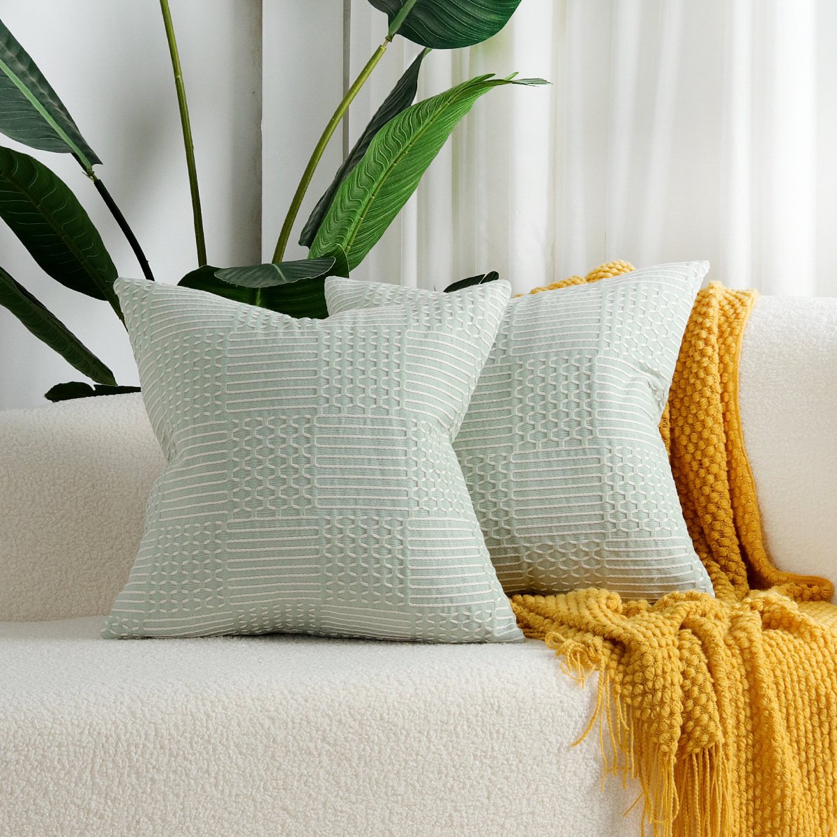 Simple Geometric Cotton Woven Jacquard Pillow Cover - Image 5