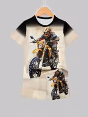 Stylish 3D Digital Print Boys' Set, Short Sleeve Shirt and Shorts Set for Teens - 2pcs, Perfect for Outdoor - Image 7