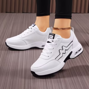 Women'S Lightweight Cushioned Running Shoes - All-Season Non-Slip Grip Gym Sneakers, White Minimalist Sneakers for Walking, Jogging, Everyday - Stability Support & Cushioned Sole, Gym Shoes, Sleek Design, Flexible Pu Sole, Women Shoes