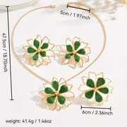 1 Set 4pcs Bohemian Beach Vacation Exaggerated Floral Earrings Necklace Ring Set, Summer Fashion Retro Exaggerated Temperament Elegant Multicolor Petal Jewelry Set, Unique Gift for Mom Lover Friends, Valentine'S Day Mother'S Day Carnival Gift - Image 7