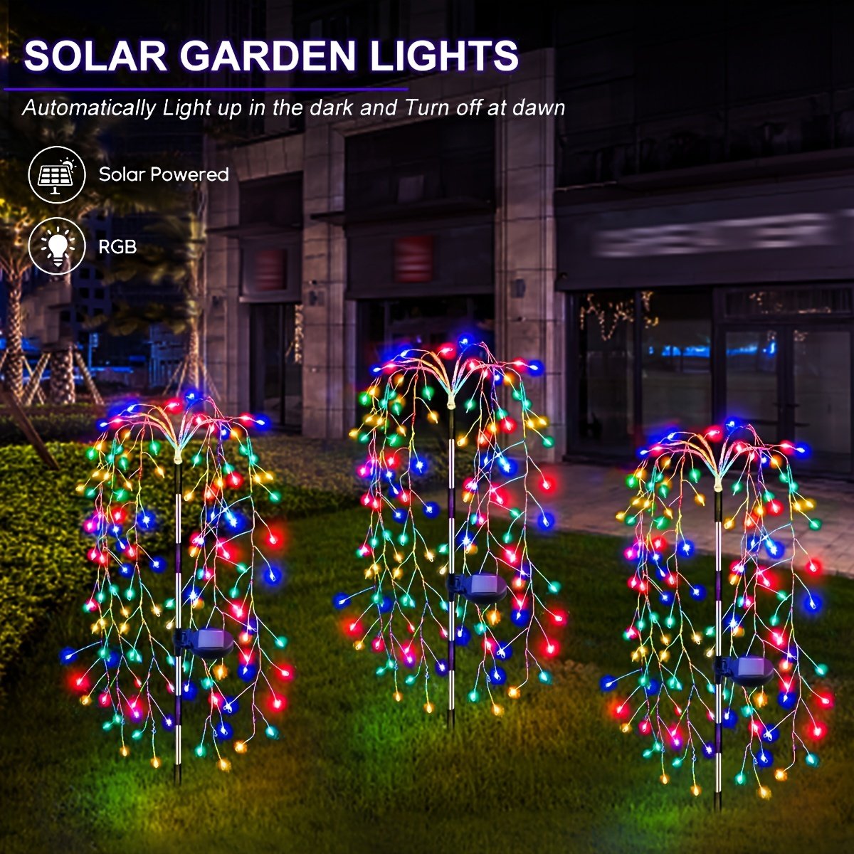 Solar Garden Lights Outdoor LED, Firecracker Willow Fireworks Lights with 8 Lighting Modes, Solar Powered LED Firecrack Lights for Yard Path Parties Camping Picnic Garden Pation, Perfect for Christmas Halloween Thanksgiving Decor Smart Switch - Image 6