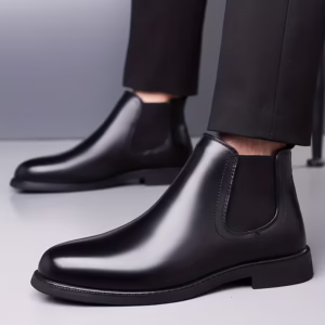 Men'S Autumn And Winter Boots, High-Top Business Casual Shoes, Outdoor Non-Slip Snow Boots, Chelsea Boots, Elastic Shoe Opening Design, Classic Black Versatile