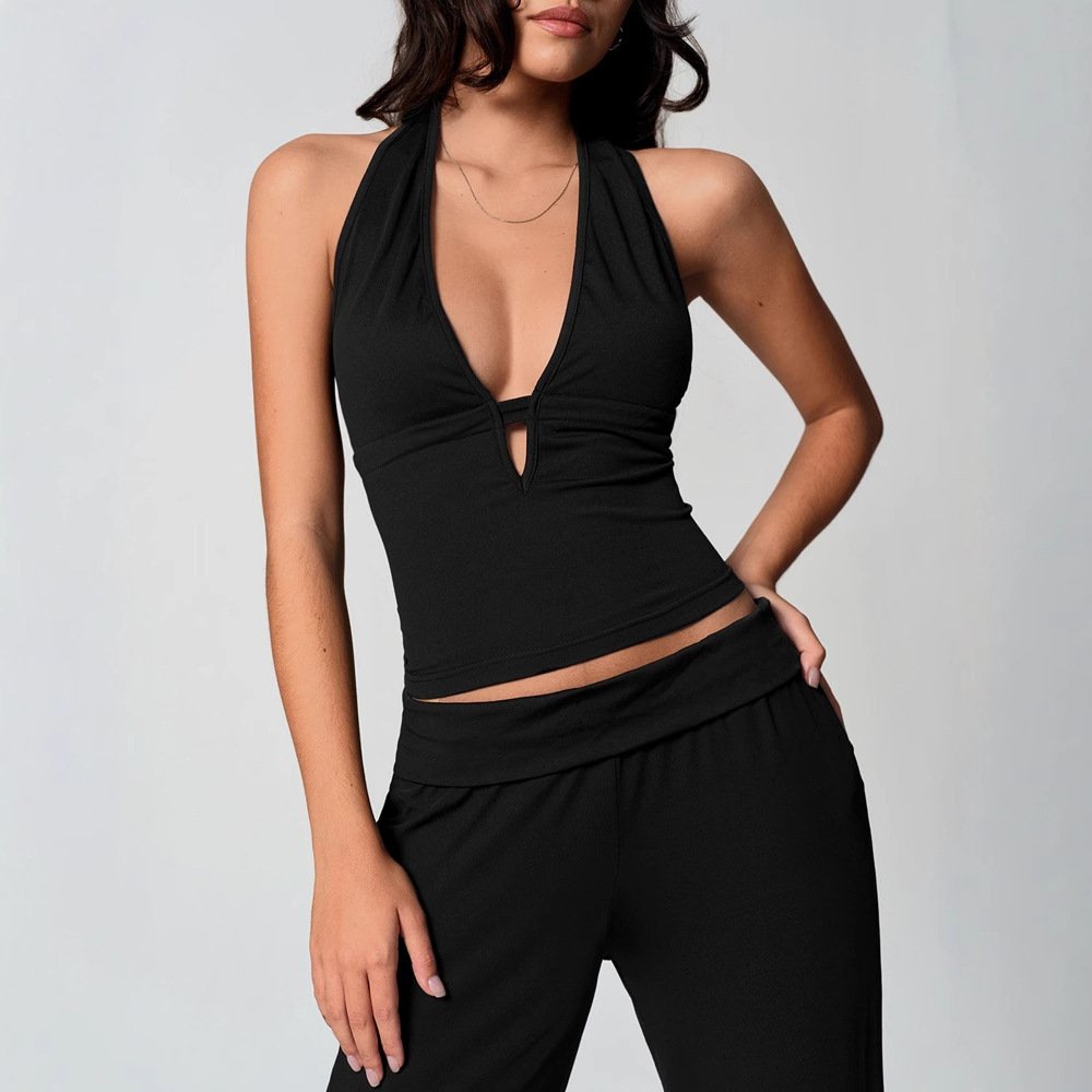 Womens Plus-Size Fashionable Sassy Halterneck Camisole Tank Top