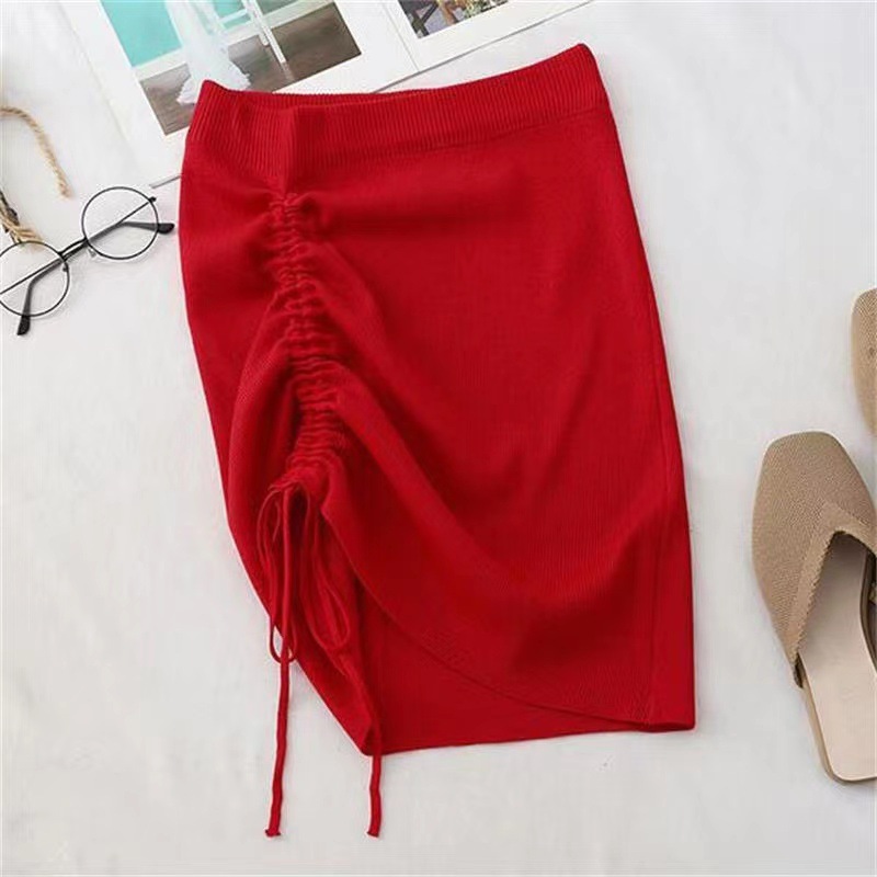 Hot Girl Hip Skirt Design High Waist With Straps Stretch Knitted Women's Skirt - Image 9