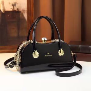 A Vintage Rhinestone-Embellished Patent Crossbody Bag, Perfect for Mothers, Suitable for Evening Parties, Weddings, And As a Trendy Shoulder Bag for Special Occasions And Holiday Gifts