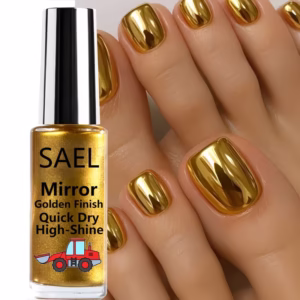 Mirror Metallic Liquid Nail Polish - Quick-Dry Golden Polish Suitable for Hands & Feet, Natural Mirror Texture, No / Required, -Free Formula for Parties, Weddings, Spring Summer Nail Care Gifts