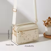 Women's Multi-Layer Shoulder & Crossbody Bag with Flower - Layered Square Bag Suitable for,, Travel, Zipper Closure,, //, Casual & Dressy Handbag - Image 4