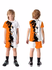 Cool Boy Street Art Splash-ink Printed Short-sleeved Suit, CUHK Children's Sports Summer Dress, Comfortable Fabric, Machine Washable, Suitable for Children's Daily Wear, CUHK Children's Sports Summer Dress, Perfect for Outdoor - Image 2
