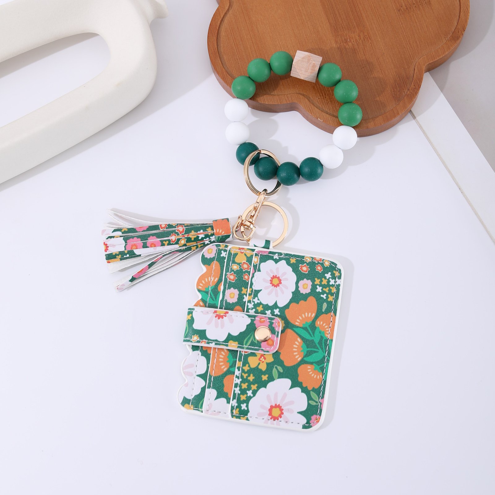 Printed Leather Wallet Keychain For Women - Image 9