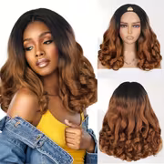 Yaki Kinky Straight V Part Wigs with Curly Ends Synthetic Hair Wig Yaki Textural Loose Wave Wig Layered Wavy Wigs for Women Heat Resistant Fiber Daily Life Party Or Cosplay Use - Image 5