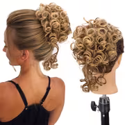 A Short Curly Messy Bun Hairpiece Hair Circle Suitable for All Hairstyles, Synthetic Hairstyle Ponytail Bun, with Drawstring, Suitable for Various Occasions, Elastic Ponytail Hair Additions, Easy to Wear for Halloween - Image 7