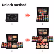 9-Color -in- Makeup Palette with Brush Applicator - 24 Eyeshadows, 4 Blush Shades, 3 Powder Foundations & 8 Lip Glosses Suitable for Daily to Dramatic Looks, Multi-Use for Eyebrow, Blending & Coverage - Image 5