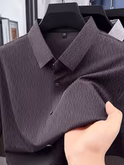 Men's Summer Fashion Short-Sleeve Shirt, Seamless Cooling Wrinkle-Free Shirt, Middle-Aged Dad's Business Casual Wear 8009 - Image 10
