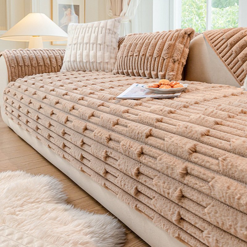 Rabbit Plush Sofa Cushion Winter Thickened Fleece Cushion - Image 7