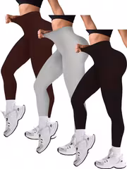 Three-Pack Women's Ribbed Long Pants for Sports, Cycling, and Yoga - Image 4