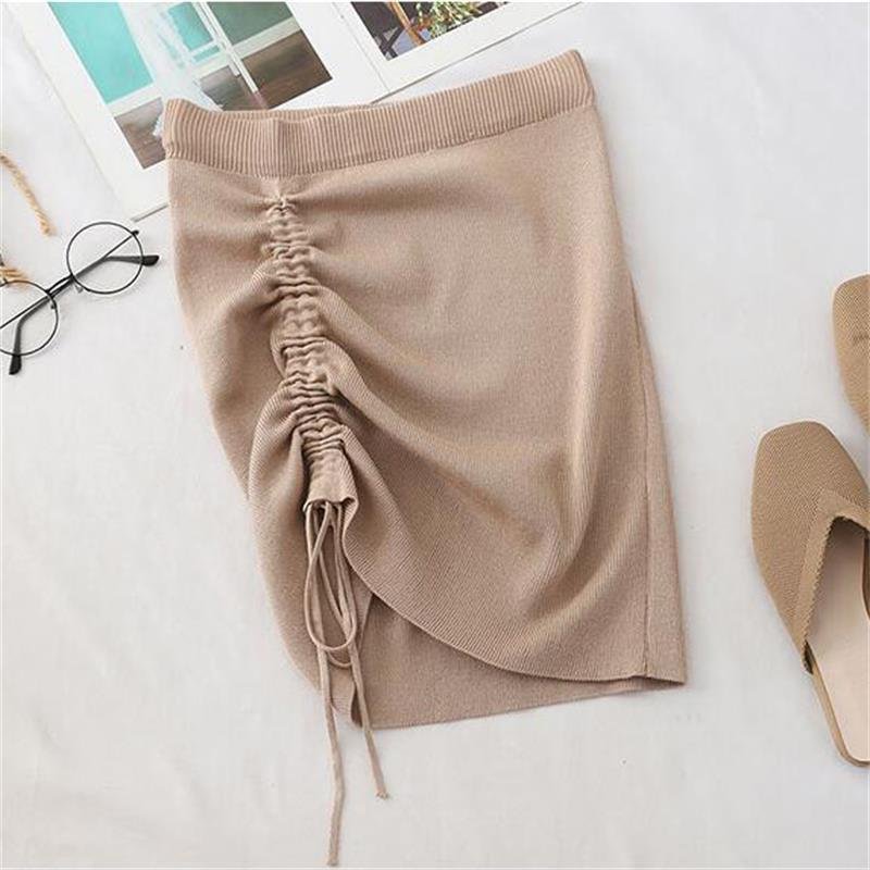 Hot Girl Hip Skirt Design High Waist With Straps Stretch Knitted Women's Skirt - Image 3