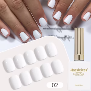 Hassleless Single Pack White Gel Nail Polish - Long-Lasting Shine, Easy to Apply, 15Ml Per Bottle, Suitable for Home And Nail Salons, Nail Tools, Nail Polish Gel, Suitable for All Seasons, Classic Color Scheme, Very Suitable for Home Nail Art