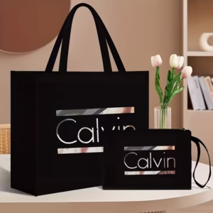 Two-Piece Set Bag Handbag, with Letter Printing - Spacious And Durable, Including a Matching Makeup Bag, Magnetic Closure - Perfect for