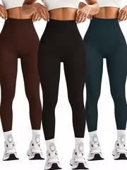 Three-Pack Women's Ribbed Long Pants for Sports, Cycling, and Yoga - Image 6