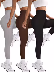 Three-Pack Women's Ribbed Long Pants for Sports, Cycling, and Yoga - Image 2