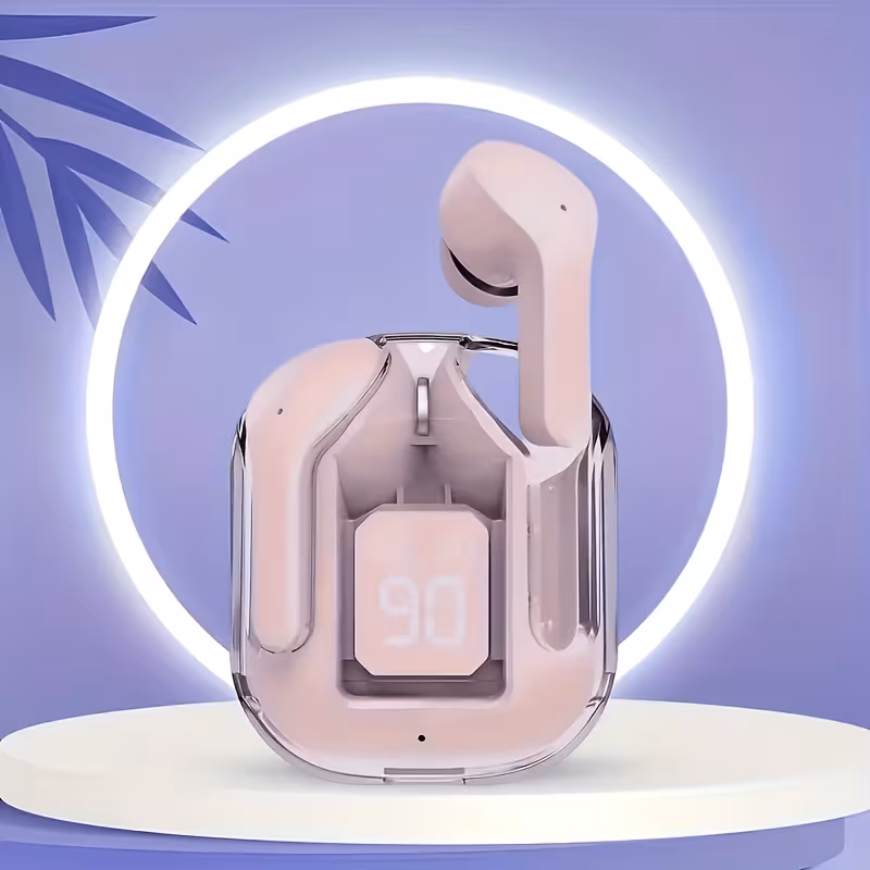 Transparent Wireless Earbuds Wireless 5.3 Headphones with ENC Noise Canceling Earphones, HiFi Dual Stereo Microphone In-Ear Earbuds with Charging And LED Digital Display Sports Headset.
