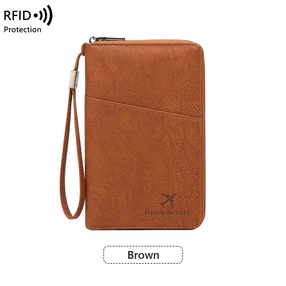 Cross-border RFID-blocking Passport Holder Long-style Zippered Passport Case Multi-functional Travel Document And Ticket Organizer - Image 7