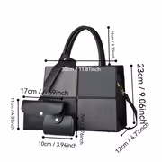 New Patchwork Color-block Briefcase with Personalized Butterfly Floral Pattern, Large Capacity Women's Tote Bag. Highly Aesthetic Lettering Bag and Versatile Handbag/shoulder Strap Design Featuring a Refined Stiff Structure Ideal for Daily Commutes - Image 4