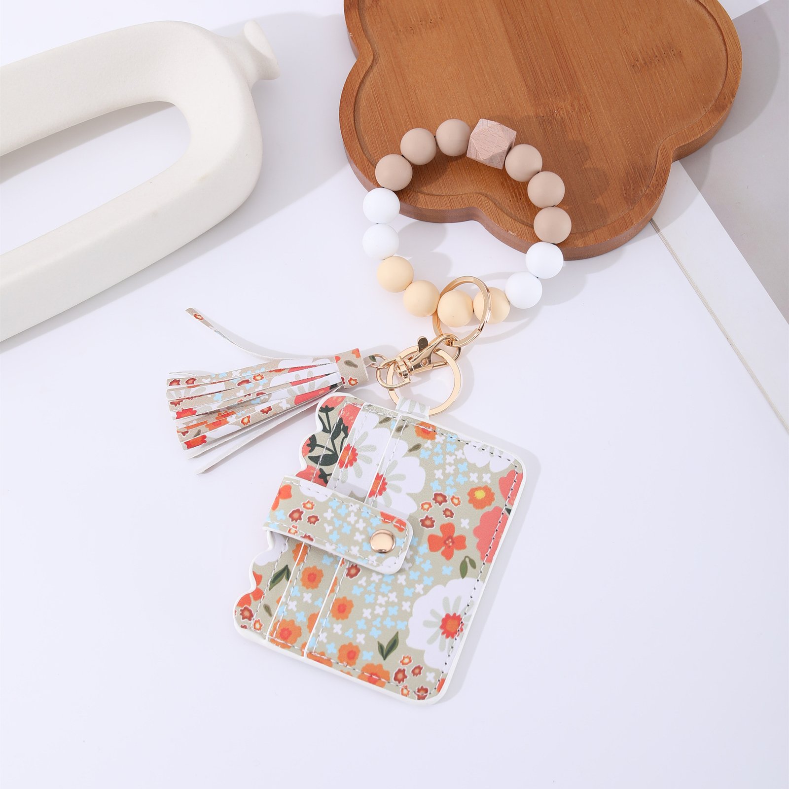 Printed Leather Wallet Keychain For Women - Image 2