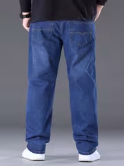 Men'S Jeans, Spring And Autumn Straight Leg High Quality Jeans, Elastic Blue Fabric Fits Well, Light Business Casual Style - Image 6