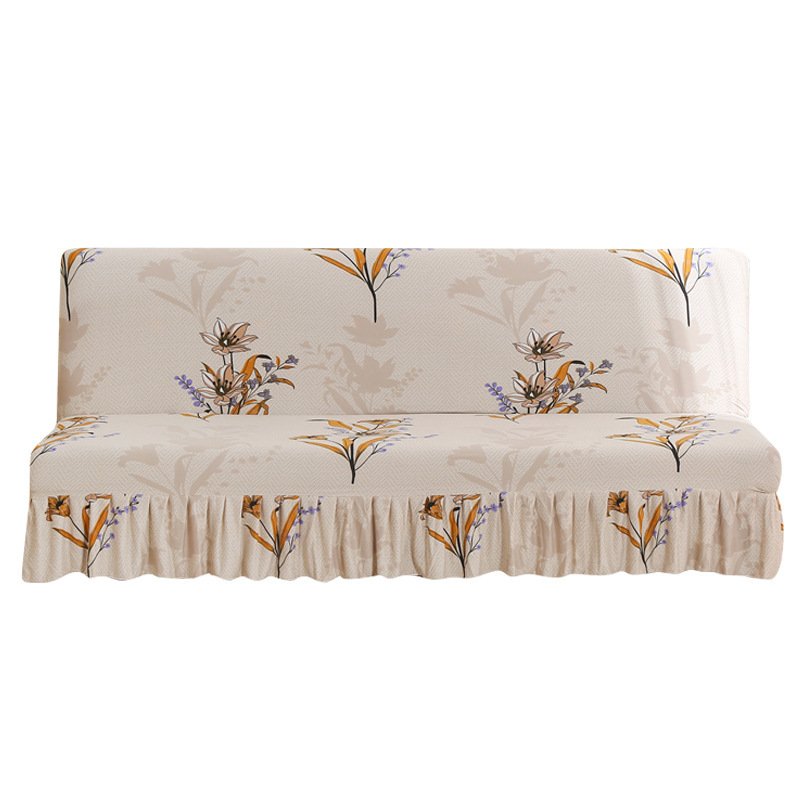 Stretch Slipcover For Armless Bed Full-Encasing Simple Foldable Sofa Cover With Skirted Hem - Image 4