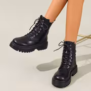 Retro Literary Style Women'S Casual Lace-Up Ankle Boots, Winter Niche Design Sense Outdoor Versatile Short Boots, Unique Design And Soft Tones Full of Literary Film Texture., Women Shoes - Image 3
