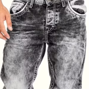 Men's Classic Straight-Leg Jeans - Stretch Denim Pants, Stretchable Non-See-Through Fabric for Everyday & Formal Wear - All-Season Jeans for Men, Comfortable Fashion, Detailed Embroidery