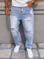 Men's Jeans, Loose, Non-bulk, Casual Blue Jeans, Are Perfect for Daily Casual Wear, Simple and High-end. - Image 4