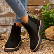 2025 Autumn/Winter New Women's Platform Low-Heel Slip-On Ankle Boots with Anti-Slip, Breathable, Versatile, Round-Toe, Solid-Color, and Fashionable Design, Women Shoes - Image 7
