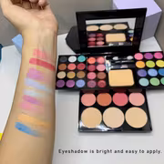 39-Color Makeup Kit: 24 Eyeshadows + 4 Blushes + 3 Powders + 8 Lip Glosses + Dual-Ended Brush + Eyeshadow Brush + Powder Puff Set, Full-Face Multifunctional Makeup Palette for Beginners, Nude Makeup Kit for Stage Performances, Waterproof & Sweatproof - Image 6