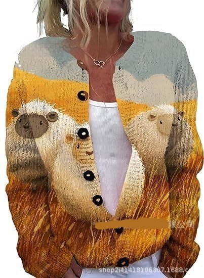 Womens Casual Printed Cardigan Jacket Top - Image 10