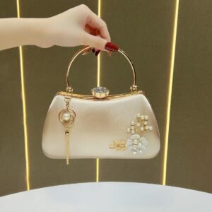 Pearl-encrusted Diamond-studded Tassel Pendant Handbag