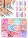 96pcs (4 Colors) Almond Shaped Glossy Acrylic Nail Stickers, Perfect Fit For Long Nails, Set Includes: 1 Bottle Of Gel Polish And 1 Nail File, Suitable For Women And Girls For Daily Wear, Parties, And Nail Art Nail Supplies - Image 9