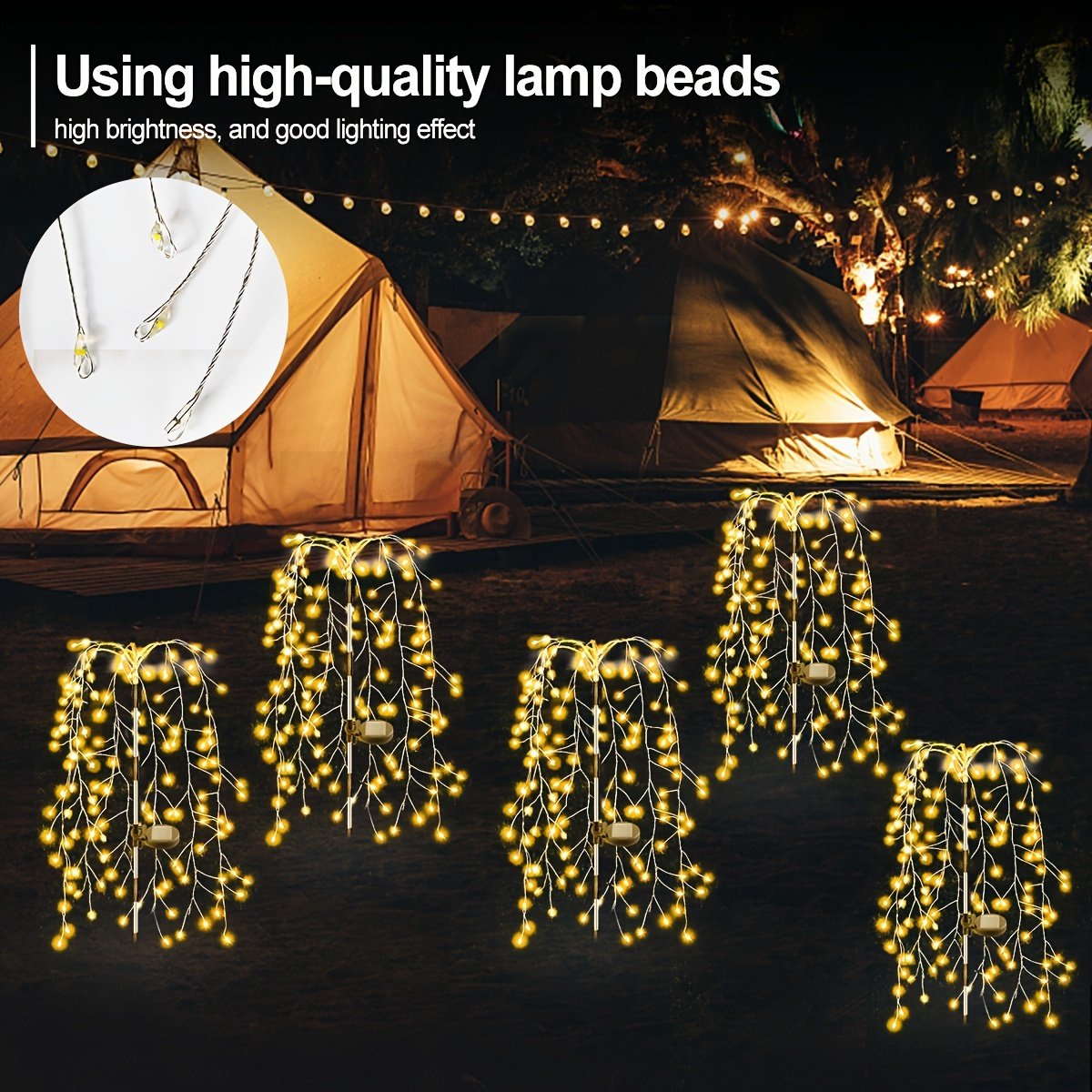 Solar Garden Lights Outdoor LED, Firecracker Willow Fireworks Lights with 8 Lighting Modes, Solar Powered LED Firecrack Lights for Yard Path Parties Camping Picnic Garden Pation, Perfect for Christmas Halloween Thanksgiving Decor Smart Switch - Image 9