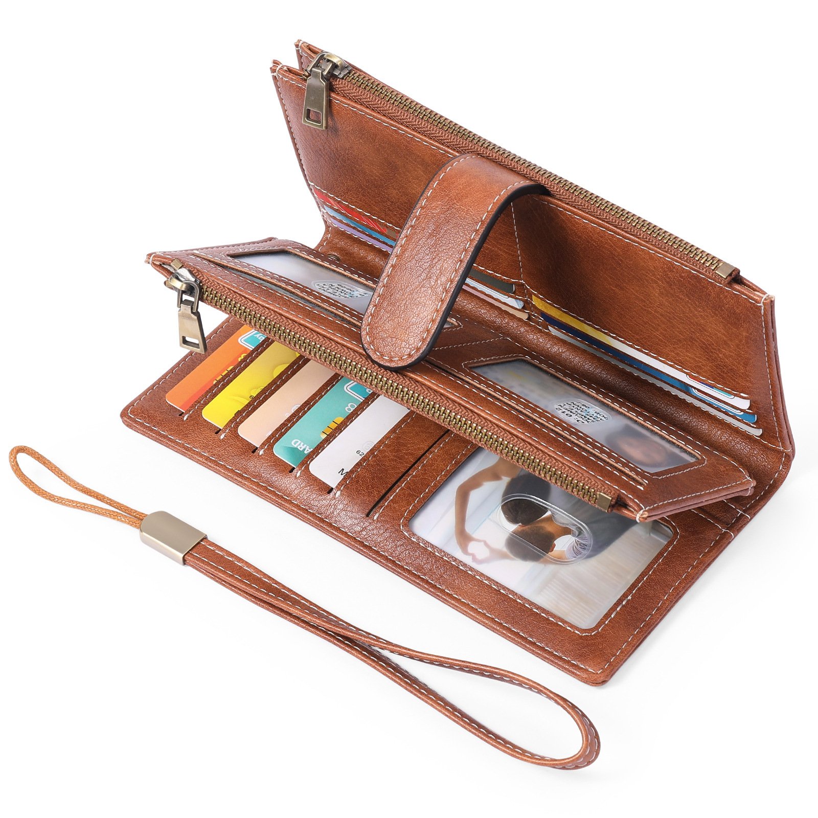 Womens Long Wallet Multi-functional Vintage Tri-fold Purse - Image 8
