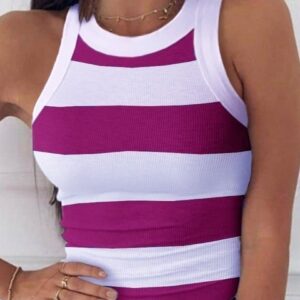 Striped Print Sleeveless Vest Women
