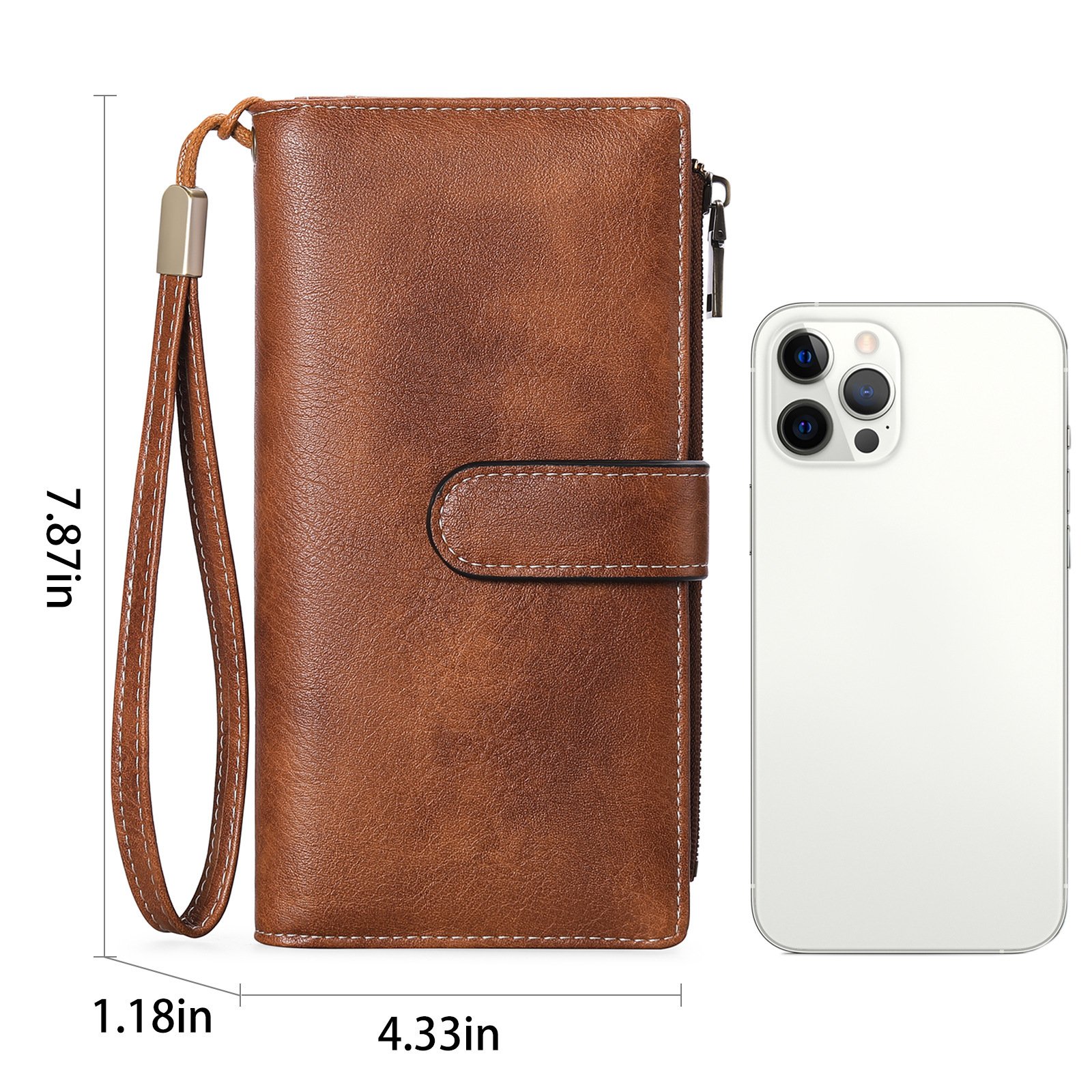 Womens Long Wallet Multi-functional Vintage Tri-fold Purse - Image 9