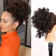 A Short Curly Messy Bun Hairpiece Hair Circle Suitable for All Hairstyles, Synthetic Hairstyle Ponytail Bun, with Drawstring, Suitable for Various Occasions, Elastic Ponytail Hair Additions, Easy to Wear for Halloween - Image 10