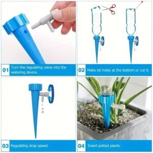 16pcs Automatic Self-Priming Drip Irrigation System with Timer and Flow Control Function - Leak-Proof Kit, Suitable for Potted Plants, Flower Beds, Greenhouses - Automatic Watering System, Dripper Colors May Vary