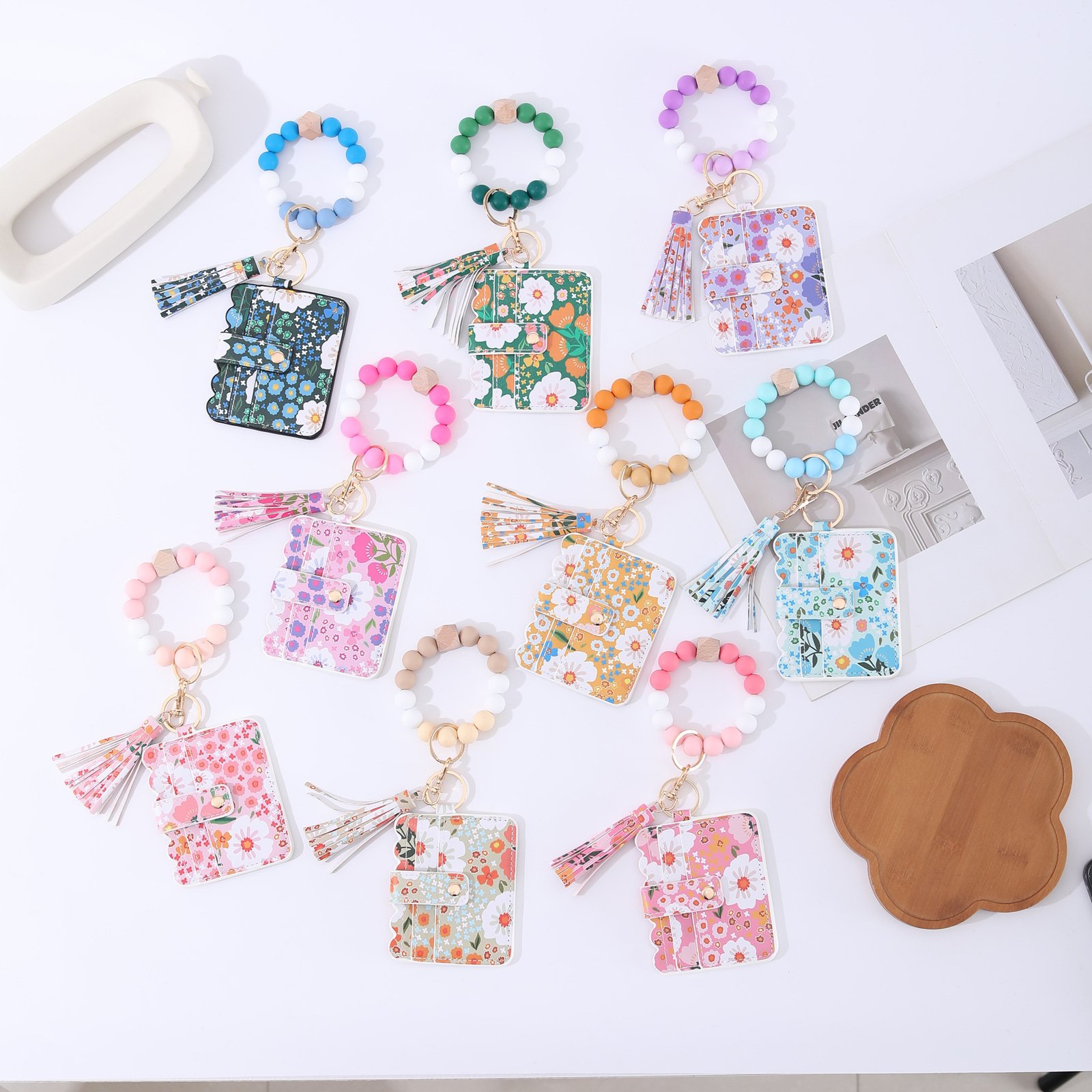 Printed Leather Wallet Keychain For Women - Image 8