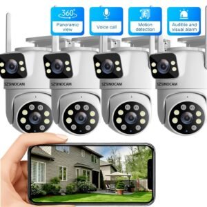 4pcs IP66 Full-Color Night Vision Wireless WiFi Camera | 720P HD, Dual-Use Indoor/Outdoor, 2-Way Audio, PTZ Technology, Smart Home Security, Motion Tracking, Suitable for Elderly and Pet Monitoring, Wall Hanging